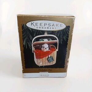 Hallmark  1994 Keepsake Magic Motion Peek-a-Boo Pup Ornament Christmas Works